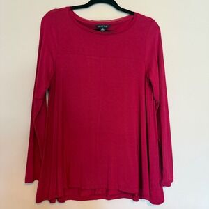 Lands End Women Red Maroon Long Sleeve Tunic Top Medium 6-8 Viscose Elastane
